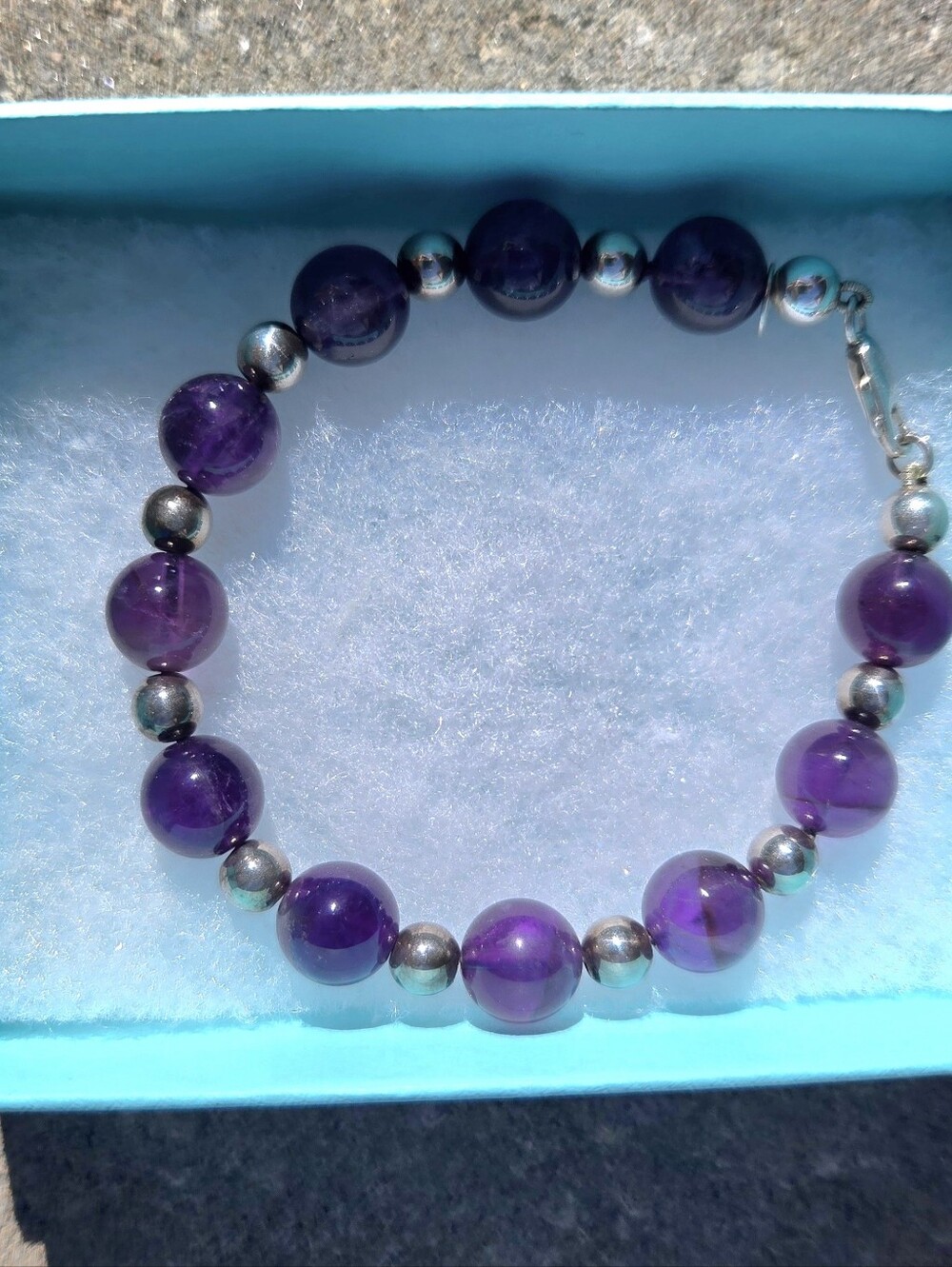 Tiffany & Co. Amethyst Bead Bracelet with Silver Accents